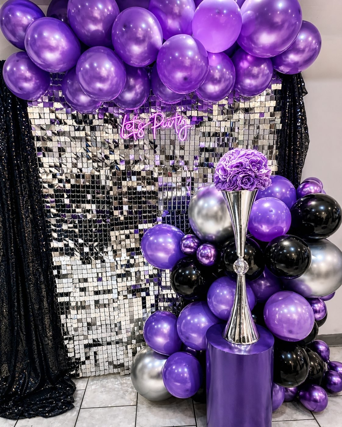 Glamorous Purple Birthday Party Backdrop